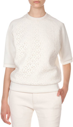 Lanvin Half-Sleeve Lace-Front Sweatshirt