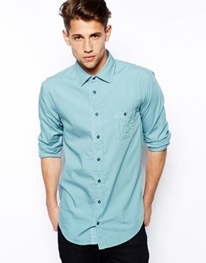 BOSS ORANGE Shirt with Single Pocket - Blue