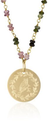 Emily and Ashley Multi Colored Tourmaline Chain Necklace with Owl Charm