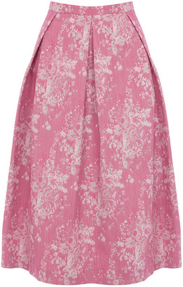 Oasis Pink Rose Jacquard Midi Skirt