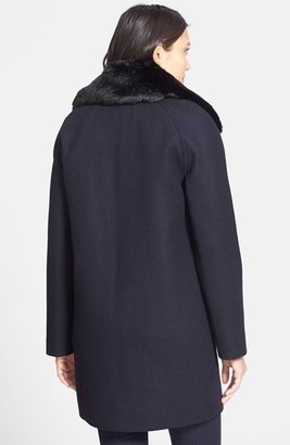Soia & Kyo Double Breasted Peacoat with Faux Fur Collar (Online Only)