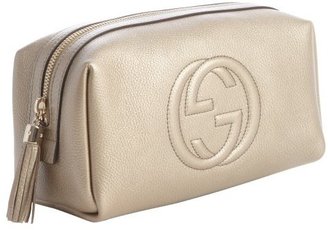 Gucci metallic gold leather 'Soho' large cosmetic pouch