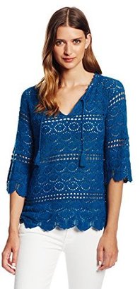 Lucky Brand Women's Crochet Sapphire Tunic Sweater