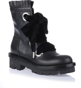 Alexander McQueen Black leather velvet boot