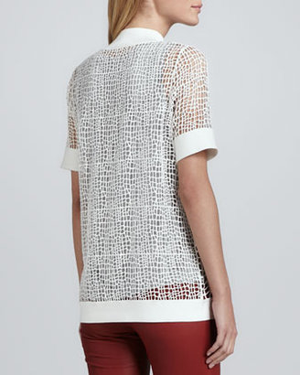 Robert Rodriguez Croc-Patterned Open-Knit Pullover