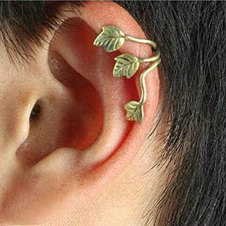 Suppion®Vintage Earrings Stud Leaf Design Ear Cuff Wrap Clip Earring (Gold)