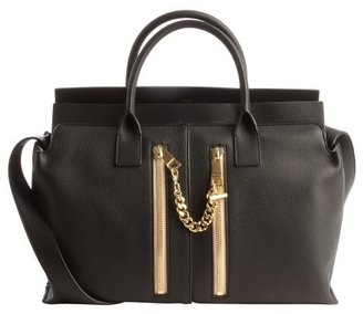 Chloé black leather dual chain pocket convertible tote