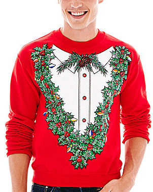 JCPenney NOVELTY SEASON Holiday Flowers Fleece Sweatshirt