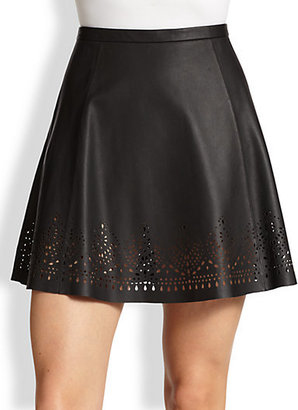Joie Senica Laser-Cut Leather Skirt