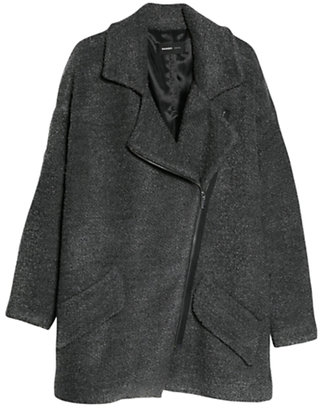 MANGO Tweed Oversized Coat, Dark Grey