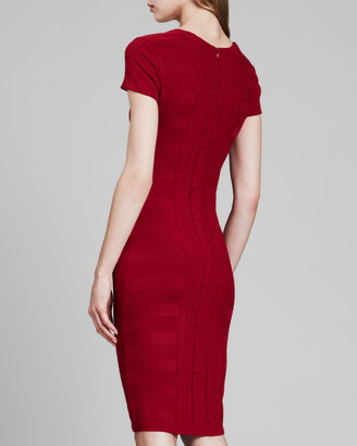 Escada Cap-Sleeve Scuba Knit Dress, Dark Red