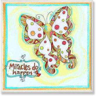 Stupell Industries The Kids Room by Stupell Miracles Do Happen Polka Dot Butterfly Square Wall Plaque