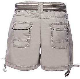 Apt. 9 Hippie Women 100% Cotton Cargo Shorts Flat Outdoor Summer Beach Pants Beige Blue