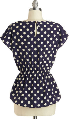 Working for the Weekdays Top in Navy Dots