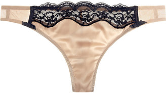 Elle Macpherson Intimates Fly Butterfly Fly low-rise lace-trimmed satin and mesh thong