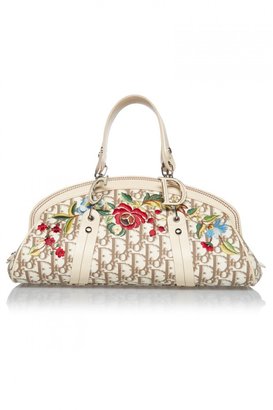 Christian Dior Diorissimo Canvas Embroidered Shoulder Bag