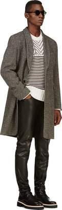 Belstaff White Herringbone Striped Wool Sweater