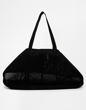 ASOS Mesh Shopper Bag with Chunky Zip - black