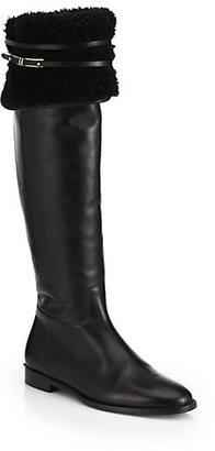 Burberry Ferriby Flat Knee-High Shearling Boots