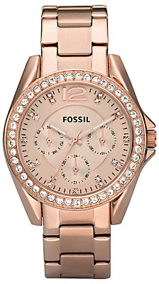 Fossil ES2811 Women's Riley Diamond Stainless Steel Watch, Rose Gold