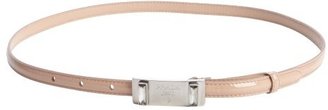Prada nude patent leather silver buckle skinny belt