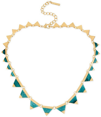 Steve Madden Gold-Tone Turquoise Triangle Collar Necklace