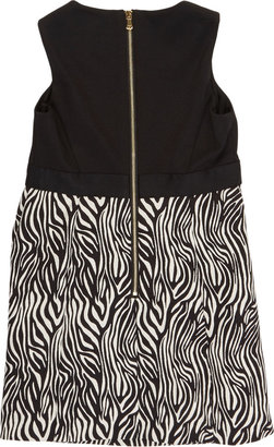 Milly Ponti-Knit & Zebra Jacquard Combo Sleeveless Dress