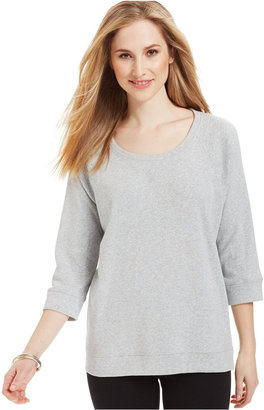 Style&Co. Sport Plus Size Three-Quarter-Sleeve Sweatshirt