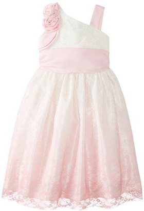Jayne Copeland Big Girls' Ombre Lace Party Dress with Asymmetrical Shoulder