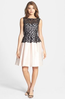 Donna Morgan Lace Overlay Fit & Flare Dress