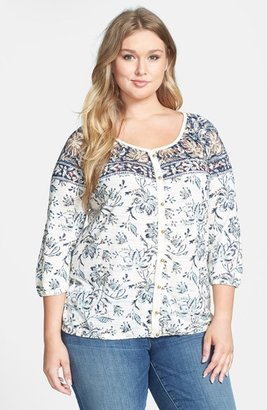 Lucky Brand 'Hannah' Peasant Top (Plus Size)