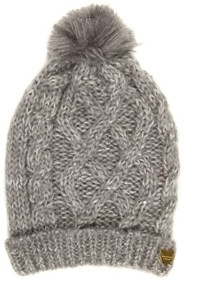 Jane Norman Sequin cable beanie hat