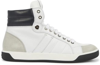 Moncler White leather hi-top trainers