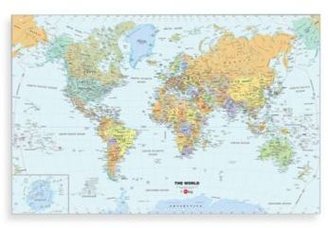 WallPops Dry Erase 24-Inch W x 36-Inch L World Map