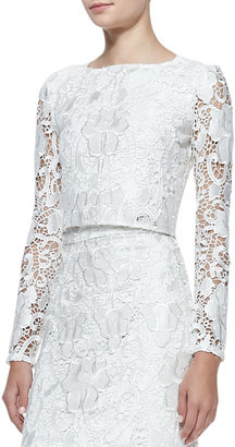 Alexis Laiden Embroidered Lace Cropped Top