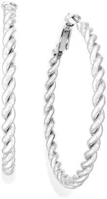Sequin Silver-Tone Sparkle Twist Hoop Earrings