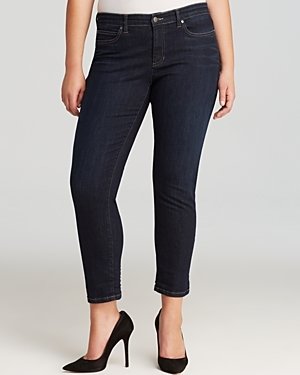 Eileen Fisher Plus Slim Ankle Jeans in Washed Indigo