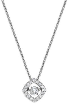 Twinkling Diamond Star Diamond Square Pendant Necklace in 10k White Gold (1/4 ct. t.w.)
