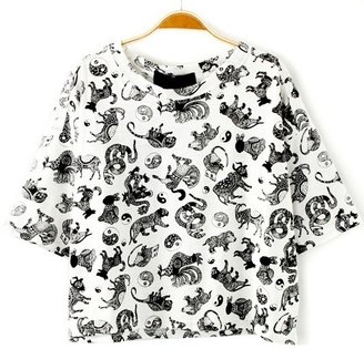 ChicNova Vintage Pattern Print Loose Fit T-shirt