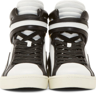 Balmain Pierre Black & White Leather High-Top Sneakers