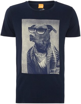 HUGO BOSS Men's Dog With Glasses Printed T Shirt