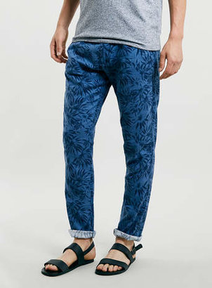 Topman Selected Beach Blue Tropic Print Trousers