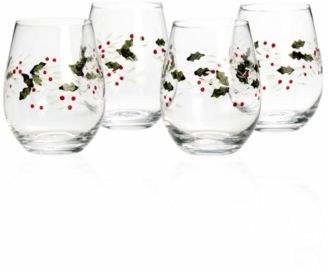 Pfaltzgraff Set of 4 Winterberry Stemless Wine Glasses