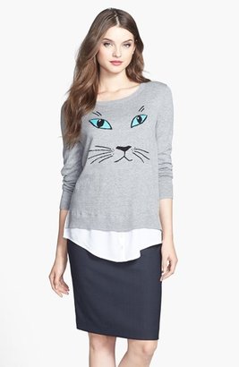 Kensie 'Cat' Cotton Blend Sweater (Online Only)