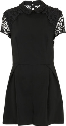 Topshop Tall Lace Collar Playsuit