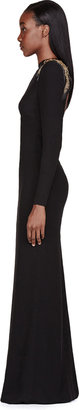Versace Black Studded Shoulder Pillar Gown
