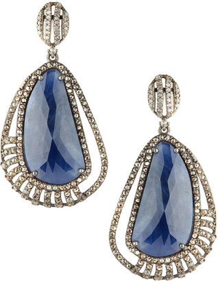 Bavna Blue Sapphire Cutout Drop Earrings