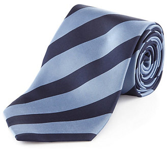 Marks and Spencer M&s Collection Pure Silk Striped Tie with Stain Resistance