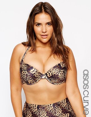 ASOS CURVE Underwire Bikini Top In Leopard Print