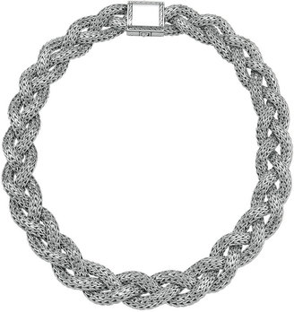 John Hardy Large Braided Silver Chain Necklace, Plain